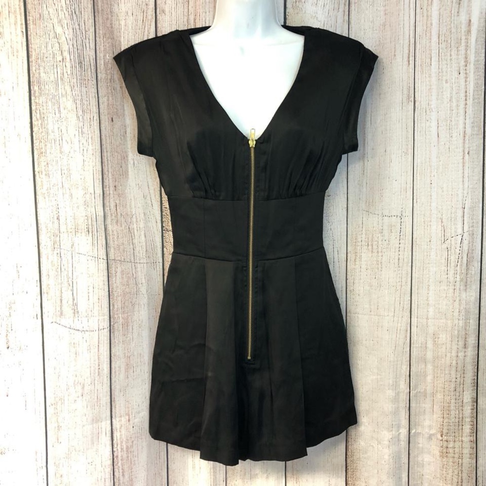 Topshop Black Satin Romper Shorts Dress Holiday